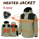 TENGOO HJ-04G 4 Heating Areas Jacket Windbreaker Unisex 3-Gear Thermal High Neck Hooded Coat Windproof Comfy Outerwear for Winter Hiking Outdoor Sport