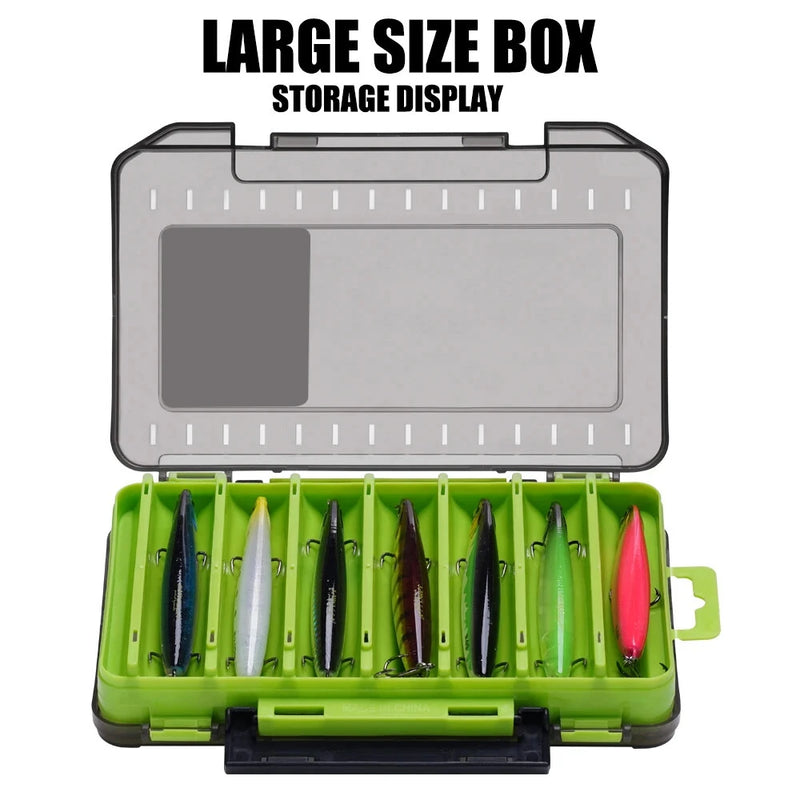 SAMOLLA 12/14 Compartments Double Sided Fishing Tackle Box Y-slot Fishing Gear Organizer Fishing Tool Storage Case