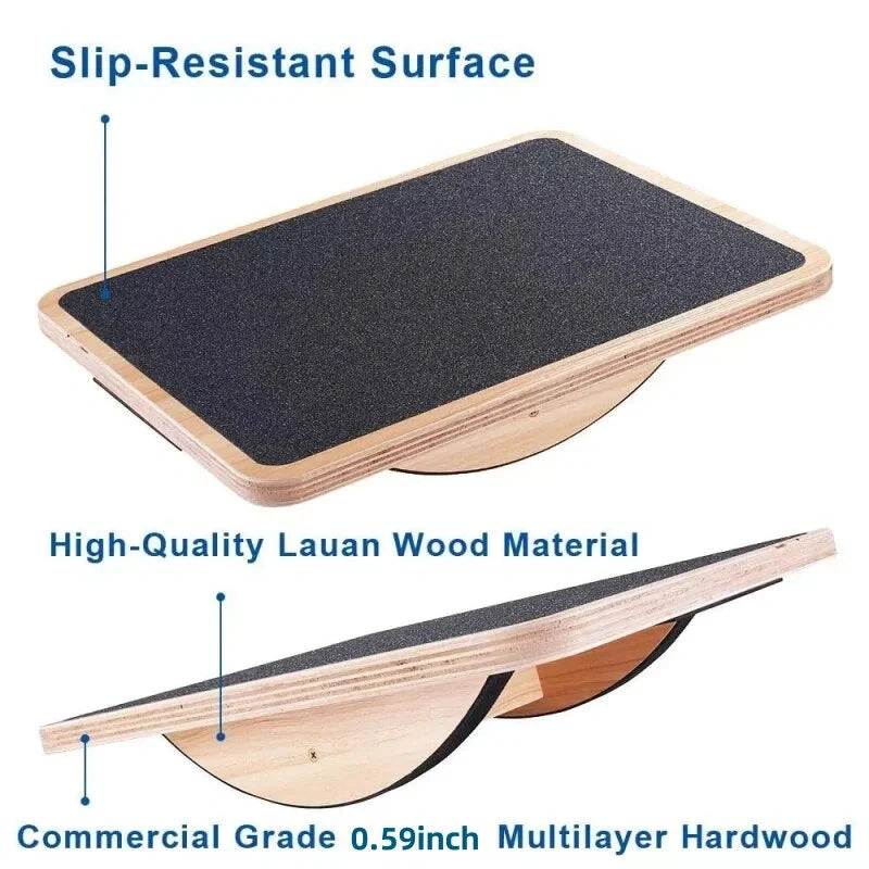 KALOAD Wooden Wobble Balance Board Adult Exercises Training Balancing Rocking Board Level Training Balance Pedal Gym Exercise Pad for Home Fitness