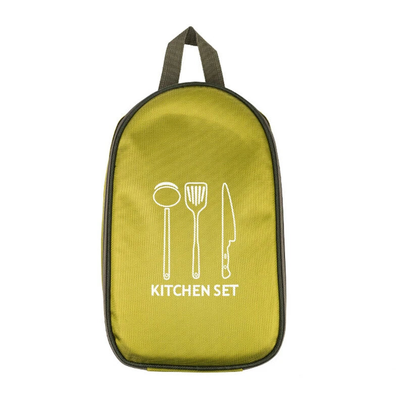 Portable Camping Kitchen Utensil Organizer Bag, Convenient Carry Case For Outdoor BBQ & Cooking Tools, Compact Cutlery Travel Set
