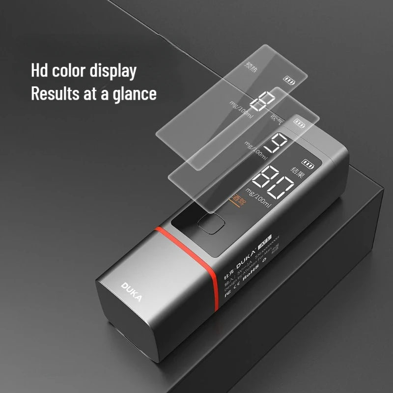 DUKA Portable Alcohol Tester Non-contact Breath Analyzer LCD Digital Display Rechargeable High-precision Alcohol Tester Tool