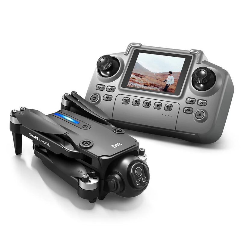 PJC D18 WiFi FPV with LCD Screen Controller Dual Camera 150 Electrically Adjustable Optical Flow Positioning Automatic Obstacle Avoidance Brushless Foldable RC Drone Quadcopter RTF