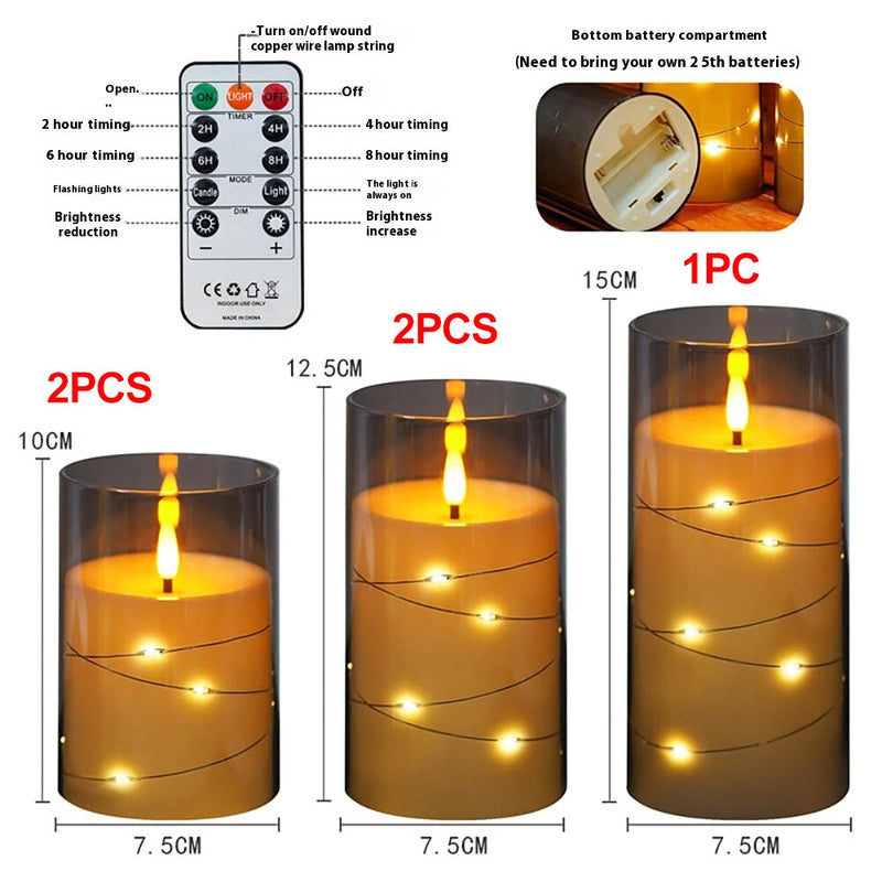 5-Piece Set LED Electronic Candle Acrylic High Simulation Glass Cup LED Swing Wax Plastic Copper Wire Lampwith Remote Control