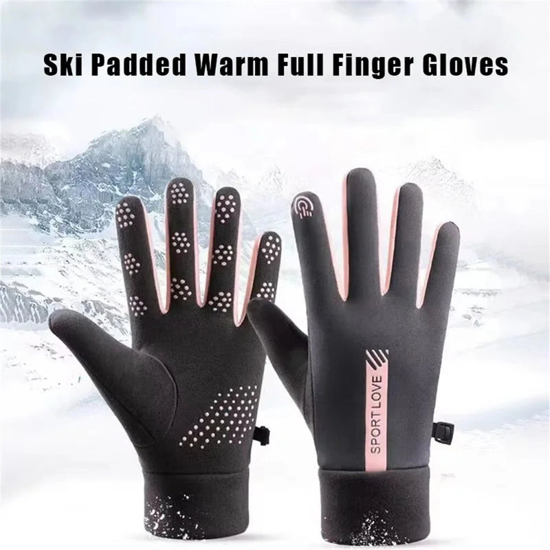 XANES Winter Gloves for Women Fleece-Lined Windproof Warm Touchscreen-Compatible Anti-Slip Cycling Gloves for Skiing Hiking Outdoor Sports