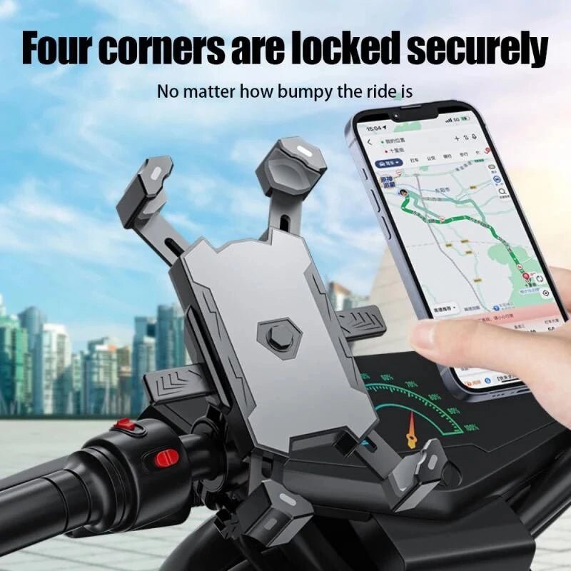 Bike Handlebar 360 Rotation 4 Jaw Contraction Mechanical Fast Locking 0.2kg Lightweight Bicycle Holder for Electric Bike Motor Phone