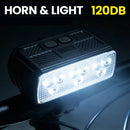 BIKIGHT Rechargeable Bike Headlight with 120dB Horn Super Bright LED Front Light 3 Modes Type-C Charging Bicycle Accessories