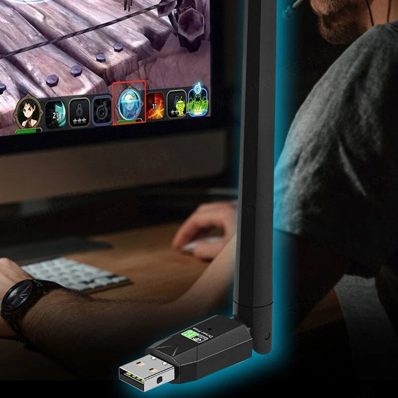 WB603 650Mbps WiFi Network Card 2.4G/5G Dual Band USB Wireless bluetooth Adapter with 5dBi Antenna Driver-free