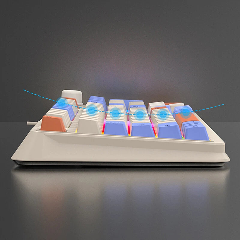 XUNSVFOX K82 94 Keys Wired Gaming Keyboard Three Color-block Luminous Mechanical-feel Station 19-key punchless Gamer Keyboard for Computer PC Laptop