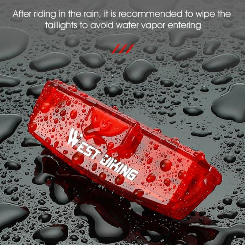 WEST BIKING 100LM Smart Brake Sensing Taillight Waterproof  USB Charging COB LED Bike Rear Light for Outdoor Road MTB Night Riding Safety