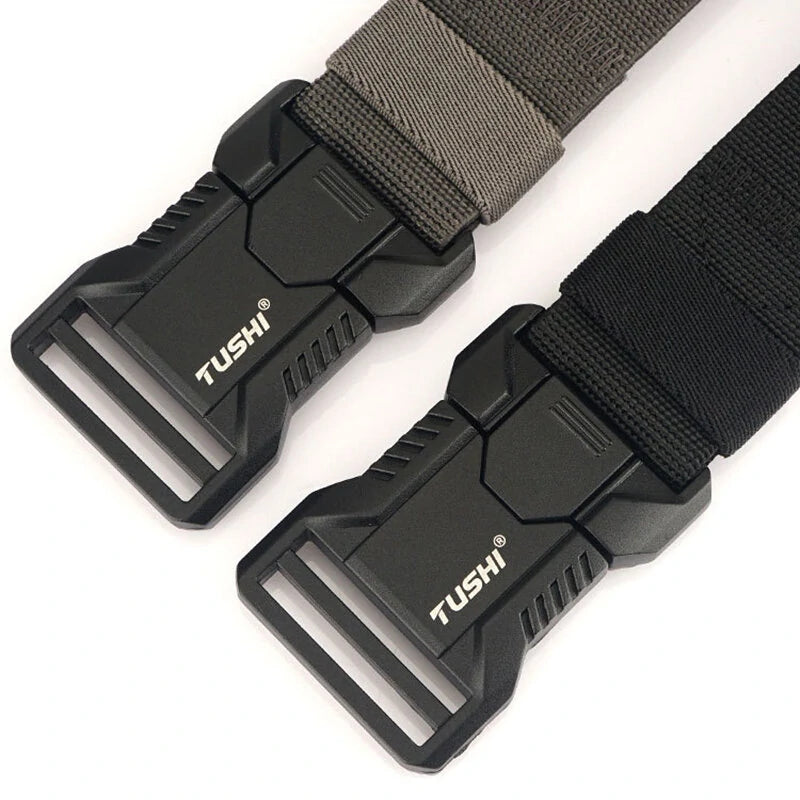 TUSHI 125cm Tactical Nylon Belt Adjustable Quick Release Wear-resistant Lightweight Waist Belt Aluminum Alloy Buckle Canvas Belt Casual Sports Belts for Outdoor Men Women