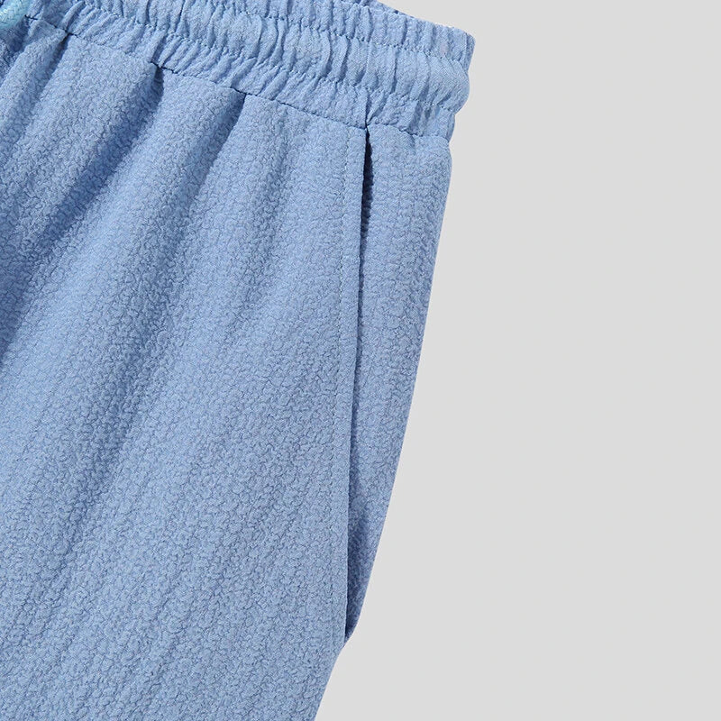 INCERUN Men Sets Summer Solid Color Casual Mens Two-piece Suits Lightweight Short Sleeved Shirt & Pant with Pockets