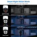 Hiseeu POE 5MP/8MP IP Video Surveillance Camera Outdoor Wireless PTZ Digital Motion Color Night Vison Two-way Audio CCTV Monitoring Camera for Home Safety