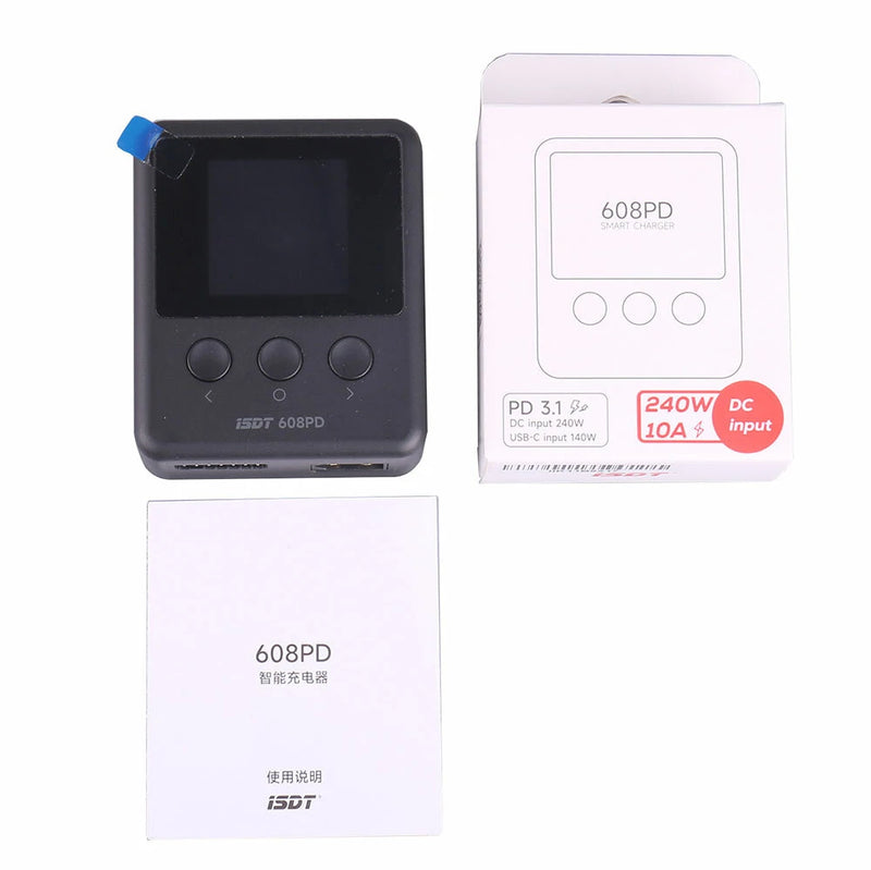 ISDT 608PD DC 240W/10A USB C 140W/5A Smart Digital Charger for LiFe/Lilon/LiPo/LiHV/NiMH/Pb Battery