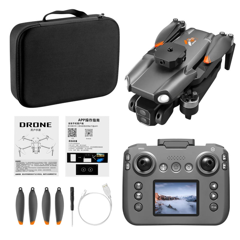 YLR/C S119 WiFi FPV with LCD Screen Controller HD Dual Camera Servo Gimbal 360 Obstacle Avoidance Brushless Foldable RC Drone Quadcopter RTF