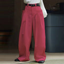 INCERUN Mens Solid Pleated Design Casual Straight Pants Casual Comfortable Wide Legged Long Pant with Pockets