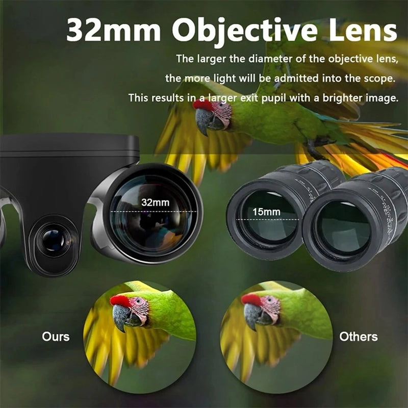 12x32 HD Binoculars Telescope With Screen Capture Photos And Record Videos DT40 For Mountain Climbing Travel Sports Competitions