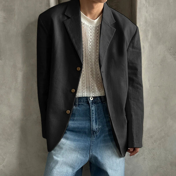 INCERUN Mens Casual Loose Fit Long Sleeve Blazer Fashionable Versatile Solid Color Suit Outwear Top for Men