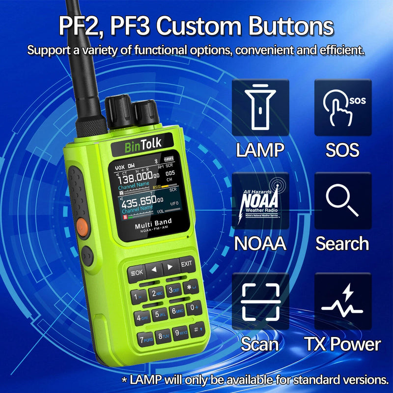 BinTolk BT8000 10W High Power Two Way Radio 256CH Wide Band 18-999MHz Wireless Frequency Copy Type-C Charging Bluetooth Programming NOAA Weather Long Range Outdoor Emergency Communication