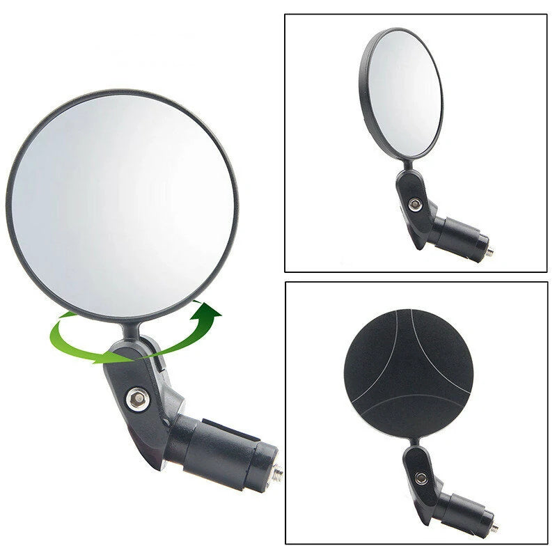 2pcs Bicycle Rear View Mirror Adjustable 360 Rotatable Convex Lens 360 Rotatable Handlebar Safety Mirror For MTB And Road Bike Reflector