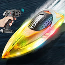 HXJRC HJ819 2.4G 4CH RC Boat High Speed LED Light Speedboat Waterproof 15km/h Electric Racing Vehicles Models Lakes Pools Remote Control Toys