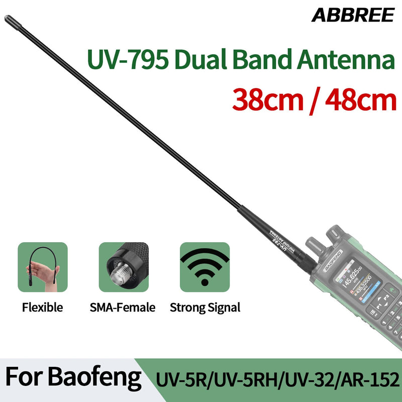 ABBREE AR-795 Walkie Talkie Antenna UV-795 Dual Band High Gain SMA-Female V/UHF Antenna for Baofeng UV-5R UV-32 UV-21 PRO Quansheng K5 TK11
