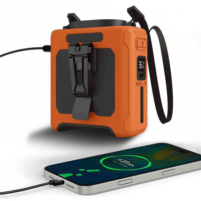 IPRee Portable Waist Fan 10000mAh USB Rechargeable Fan Outdoor Waist Clip Camping Fan Mini Hang Neck Fan with LED Light and Power Bank for Sports, Outdoor Work