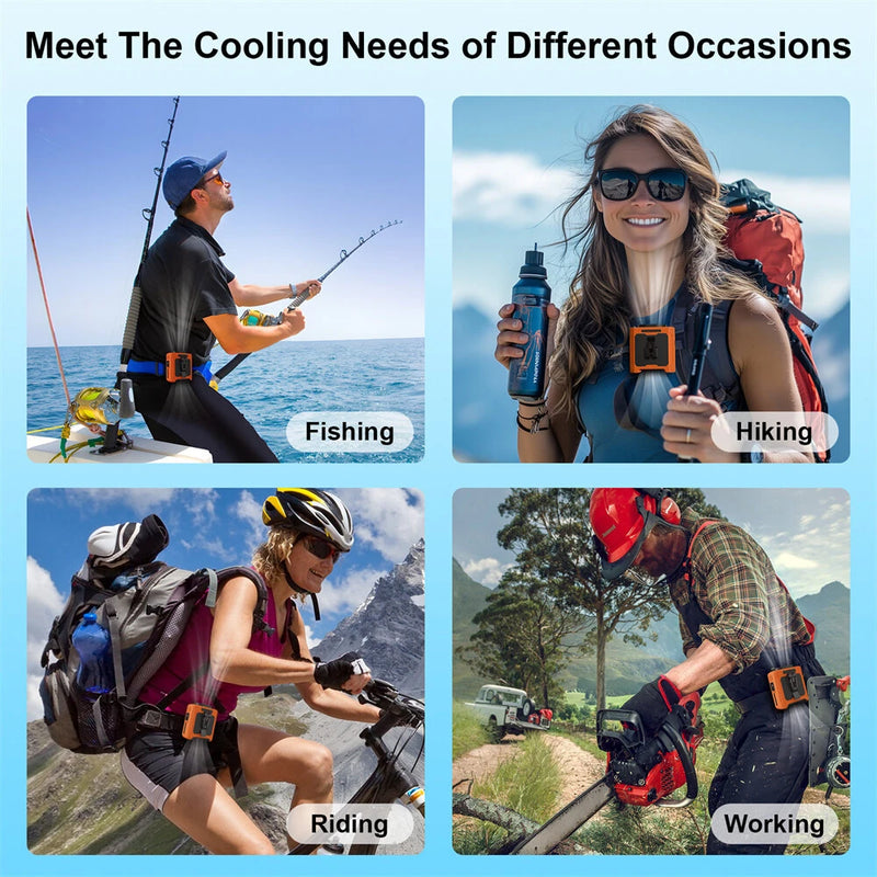 IPRee Portable Waist Fan 10000mAh USB Rechargeable Fan Outdoor Waist Clip Camping Fan Mini Hang Neck Fan with LED Light and Power Bank for Sports, Outdoor Work