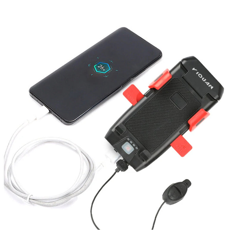 4 In 1 Bicycle Front Light USB Chargeable Phone Holder Bike Horn Cycling Flashlight MTB Power Bank Headlight Bike Accessories