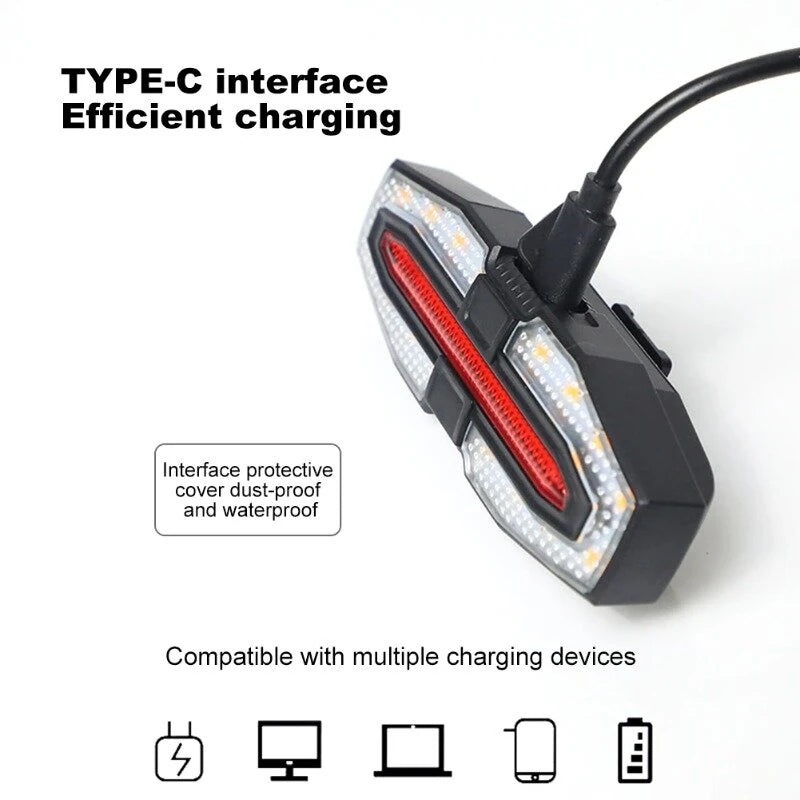 BIKIGHT Bicycle Solar Charging Wireless Remote Control Turn Signal Taillights USB Rechargeable Waterproof Bike Rear Light for Outdoor Night Riding Safety