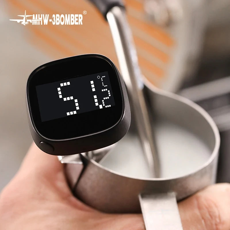 MHW-3BOMBER Electronic Digital Thermometer Digital Display Thermometer for Food Preparation Hand Brewed Coffee Milk Latte Art Milk Foam Temperature Needle