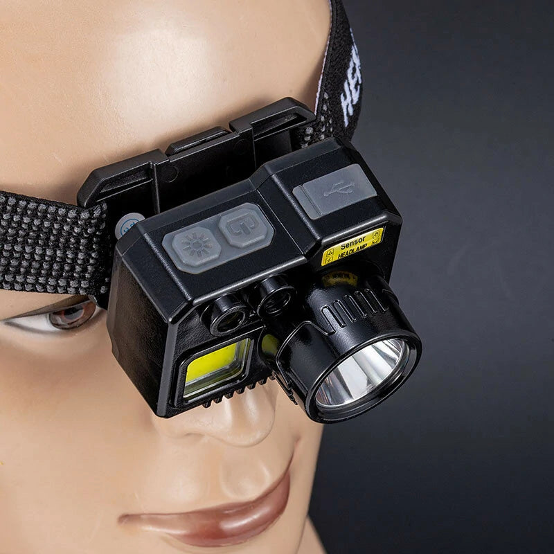 Outdoor Super Bright Multi-function Fishing Intelligent Sensing Headlamp  Rechargeable Long Battery Life Work Light  Inspection Light