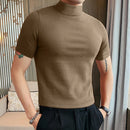 INCERUN Mens Solid Half-Collar Short Sleeve T-Shirt