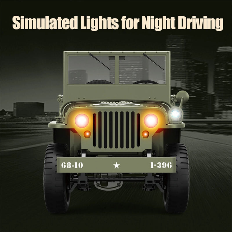 JJRC C8815 RTR 1/10 2.4G 4WD RC Car Willys Military Truck Off-Road Climbing LED Light Optional Winch Canopy Metal Frame Rock Crawler Full Proportional Vehicles Models Toys