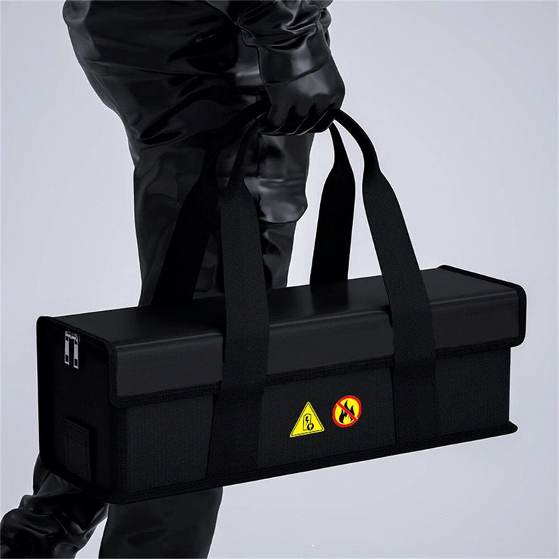 XANES 49*15*15CM Lithium Battery Storage Bag for Electric Bicycle Portable Waterproof Fireproof Explosion-proof Safety E-bikes Battery Handbag with Hidden Charging Port Design