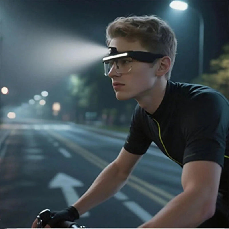LED Safety Glasses Light USB Charging Multi-Function Full-View Large Floodlight For Outdoor Cycling Fishing Camping LED Headlight