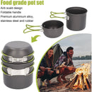 Lightweight Aluminum Alloy Camping Pot Hiking Picnic Tourist Tableware Set Outdoor Stove Pot Pan Plastic Bowl Outdoor Cookware