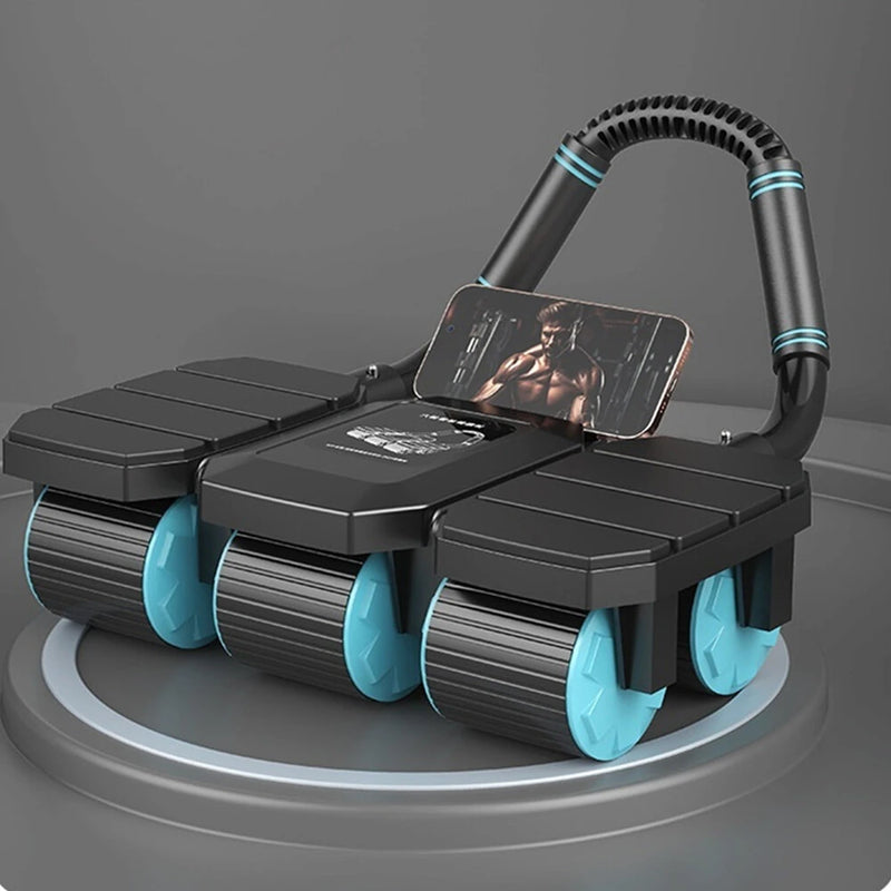 KALOAD 6 Wheel 8 Elbow Support Abdominal Trainer with Phone Holder Silent Sport Automatic Rebound Core Strength Roller Fitness Equipment for Home Gym