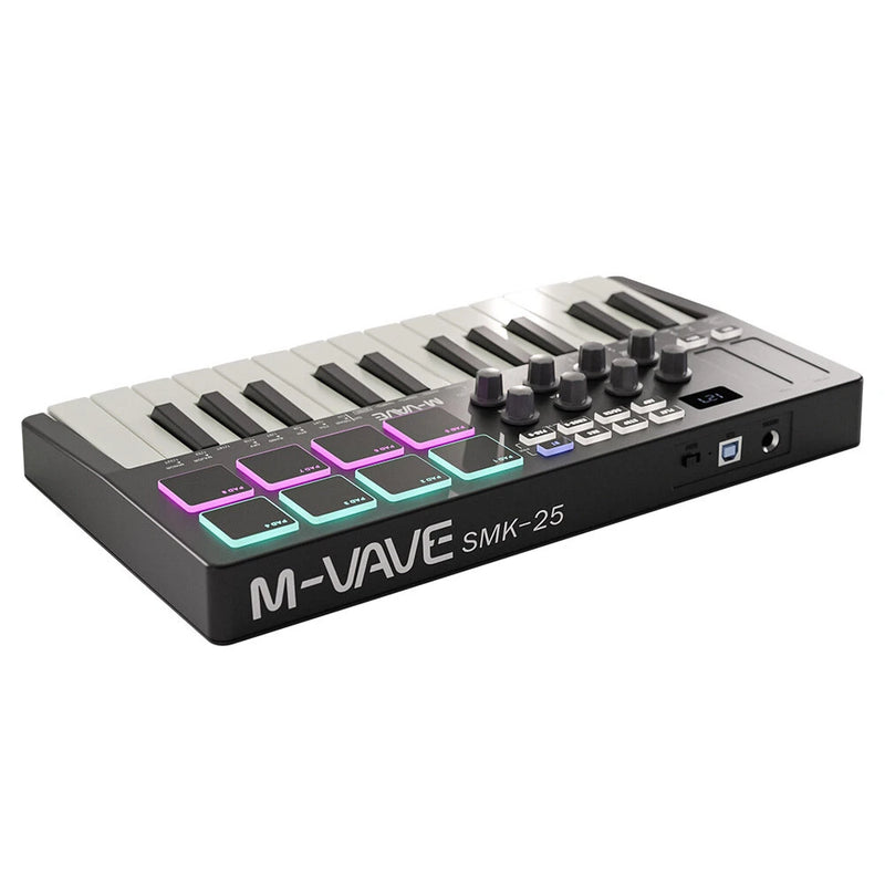 M-VAVE 25 Key MIDI Keyboard Controller 25 Velocitys-sensitive Keys 8 RGB Pads 8 Knobs Touch Strips Compatible