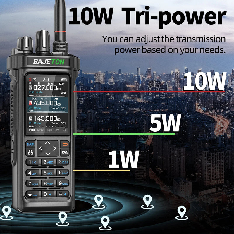 BAJETON BJ-9000 10W GPS APRS Walkie Talkies CB 27Mhz Transceiver SW MW LW AM Receive Bluetooth Programming FM Shortwave Transceiver Radio
