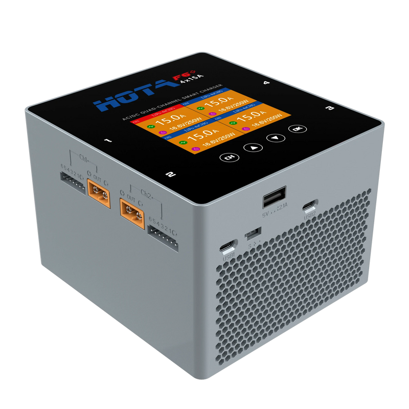 HOTA F6+ AC/DC AC500W DC250Wx4 15Ax4 Smart Balance Charger for Lipo LiIon NiMH Battery