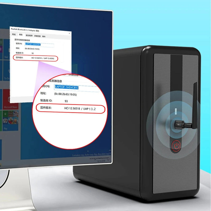 USB bluetooth 5.4  Adapter 150M Wireless Dongle Adapter Drivers Free Supports Windows 11/10/8.1/7 for PC Music Audio Receiver Transmitter