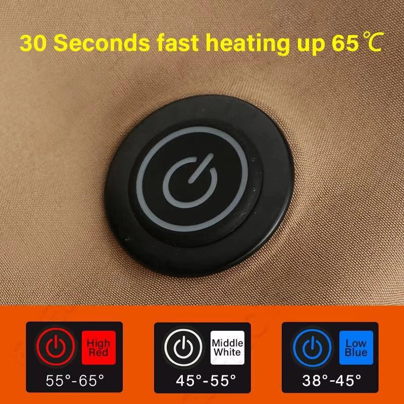 TENGOO Unisex Heated Jacket - 7 Heating Zones, 3-Level Temperature Control, Windbreaker Thermal, High Neck Hooded Coat for Winter Outdoor Sport