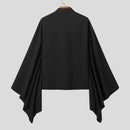 INCERUN Men's Casual Black Shirt, Button Up Long Sleeve Shirt, Chic Retro Lapel Loose Batwing Sleeve Shirt for Men