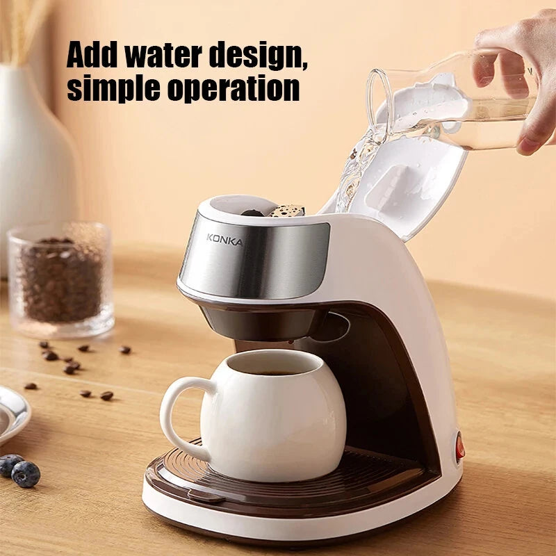 KONKA Drip Coffee Maker American Coffee Machine Home Mini Automatic 220V 450W Brew Powder Tea Easy Operation Free Coffee Cup