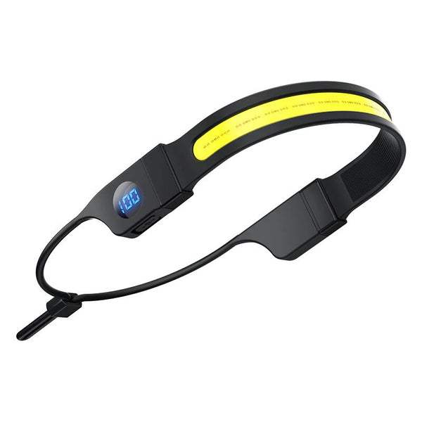 Bikight LED+COB 3 Modes COB Running Headlamp USB Rechargeable Power Dispaly Waterproof Headlight Head Torch for Camping Dog Walking Fishing Hiking Search Light