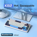 K82 Type-C Wired Mechanical Keyboard with Knob 75% Layout PCB Hot Swappable Backlight 82 Keys Multifunctional Gaming Keyboard