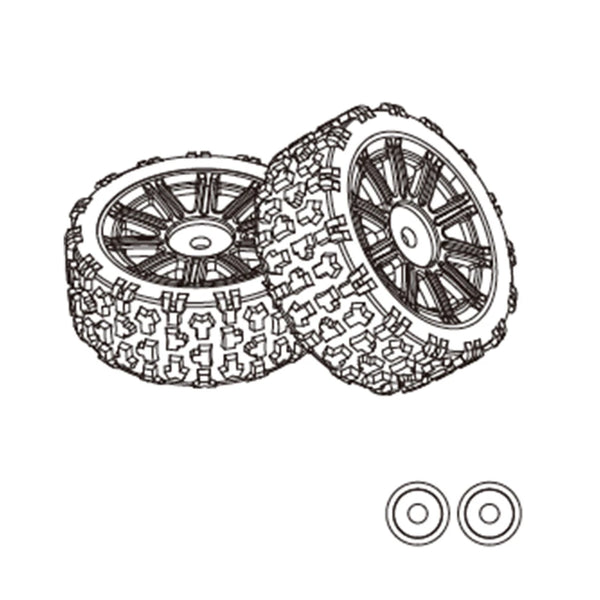 2PCS MJX 1/14 14303 RC Car Original Parts 1415A2 14303 Rubber Tires 1415B2 14302 TPR Tires