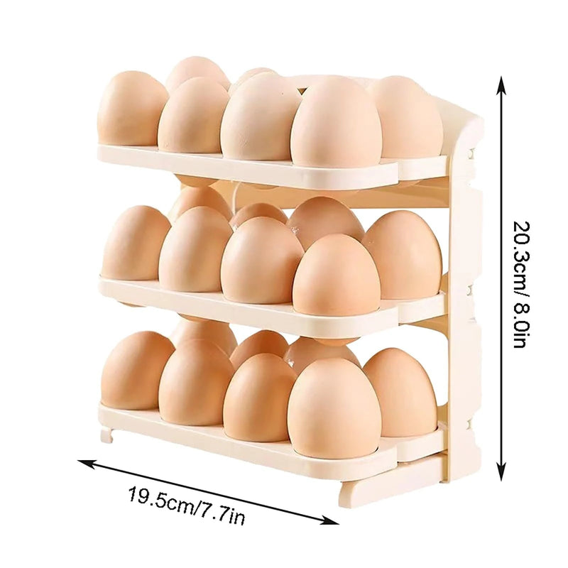 Multi-layer Foldable Anti-drop Egg Organizer Tray with Lid and Handle Egg Holder For Refrigerator-Stackable Egg Storage Container for 24 Eggs Refrigerator Door