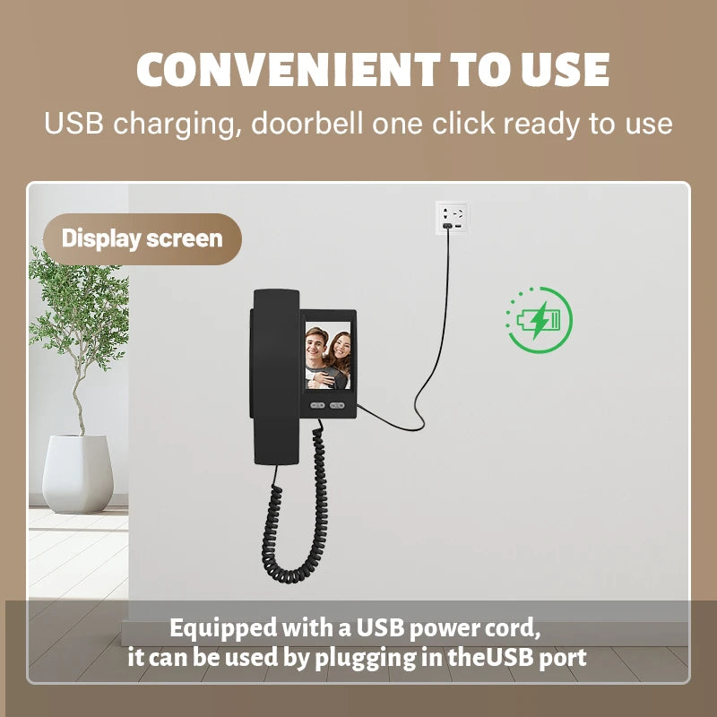 Y9-KP1 Wireless Visual Doorbell Low Power Smart Video Doorbell Two-Way Audio with HD Camera Night Vision Battery Powered No WiFi Required