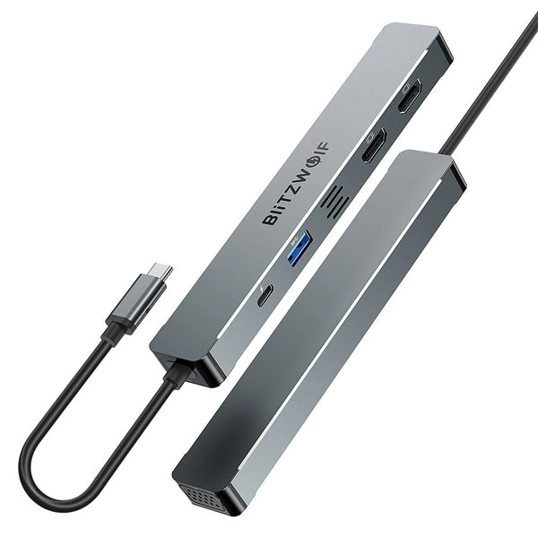 BlitzWolf BW-NEW TH11 5 in 1 USB Hubs with Dual HDMI 4K@30Hz / VGA/ USB3.0 / 100W PD Charging / Type C Docking Station for Apple Huawei Laptops Macbook